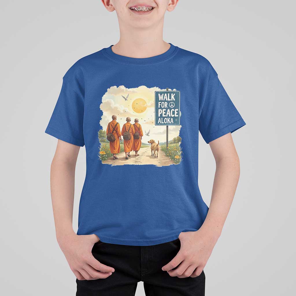 Walk For Peace Aloka the Dog and Monks T Shirt For Kid