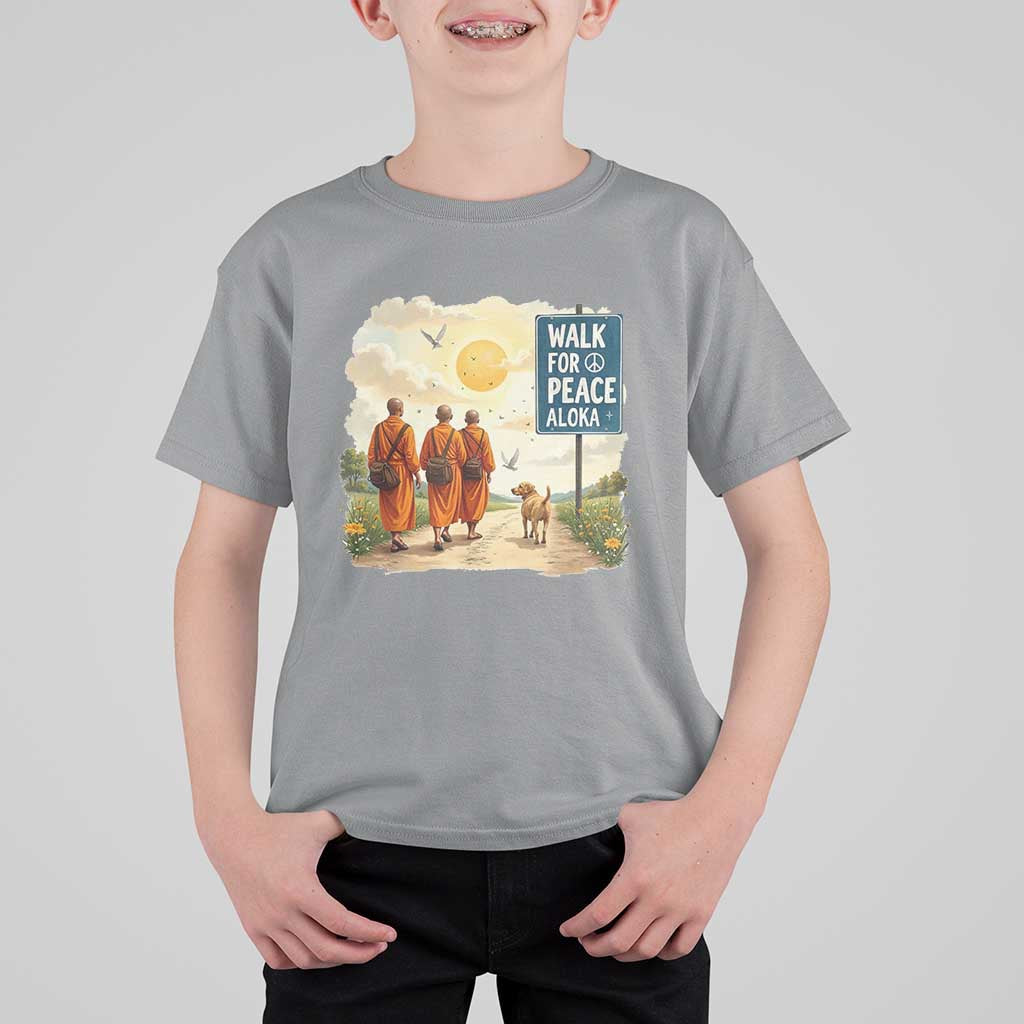 Walk For Peace Aloka the Dog and Monks T Shirt For Kid