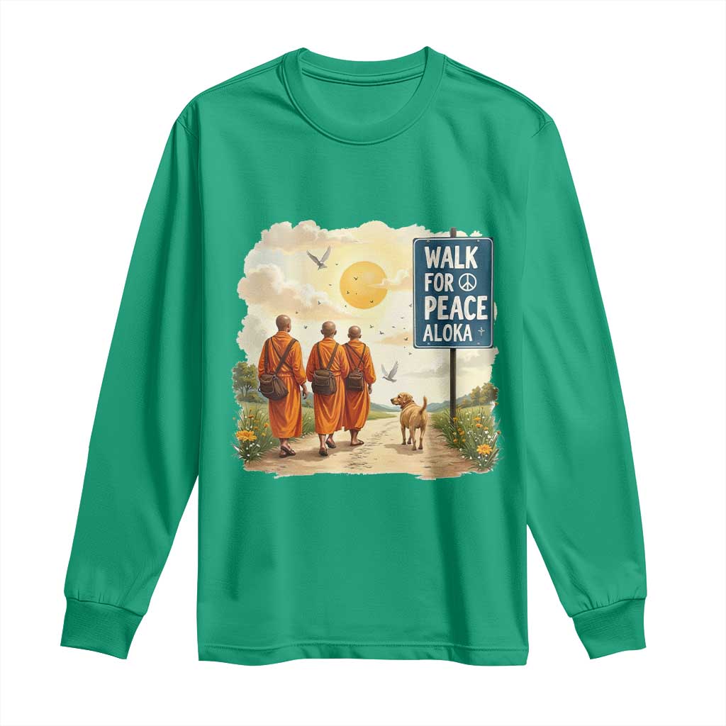 Walk For Peace Aloka the Dog and Monks Long Sleeve Shirt