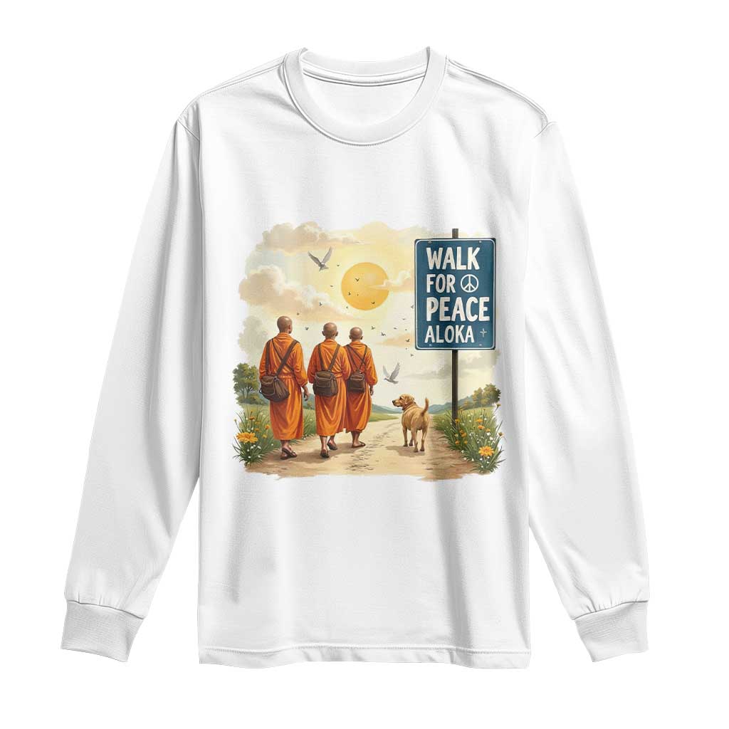 Walk For Peace Aloka the Dog and Monks Long Sleeve Shirt