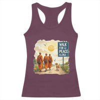 Walk For Peace Aloka the Dog and Monks Racerback Tank Top