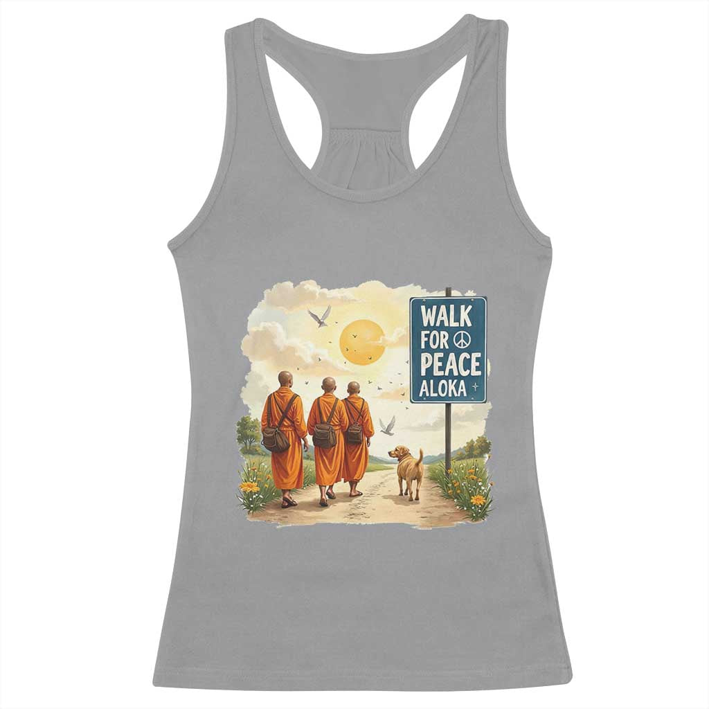 Walk For Peace Aloka the Dog and Monks Racerback Tank Top