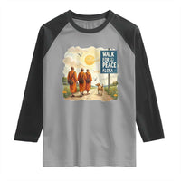 Walk For Peace Aloka the Dog and Monks Raglan Shirt