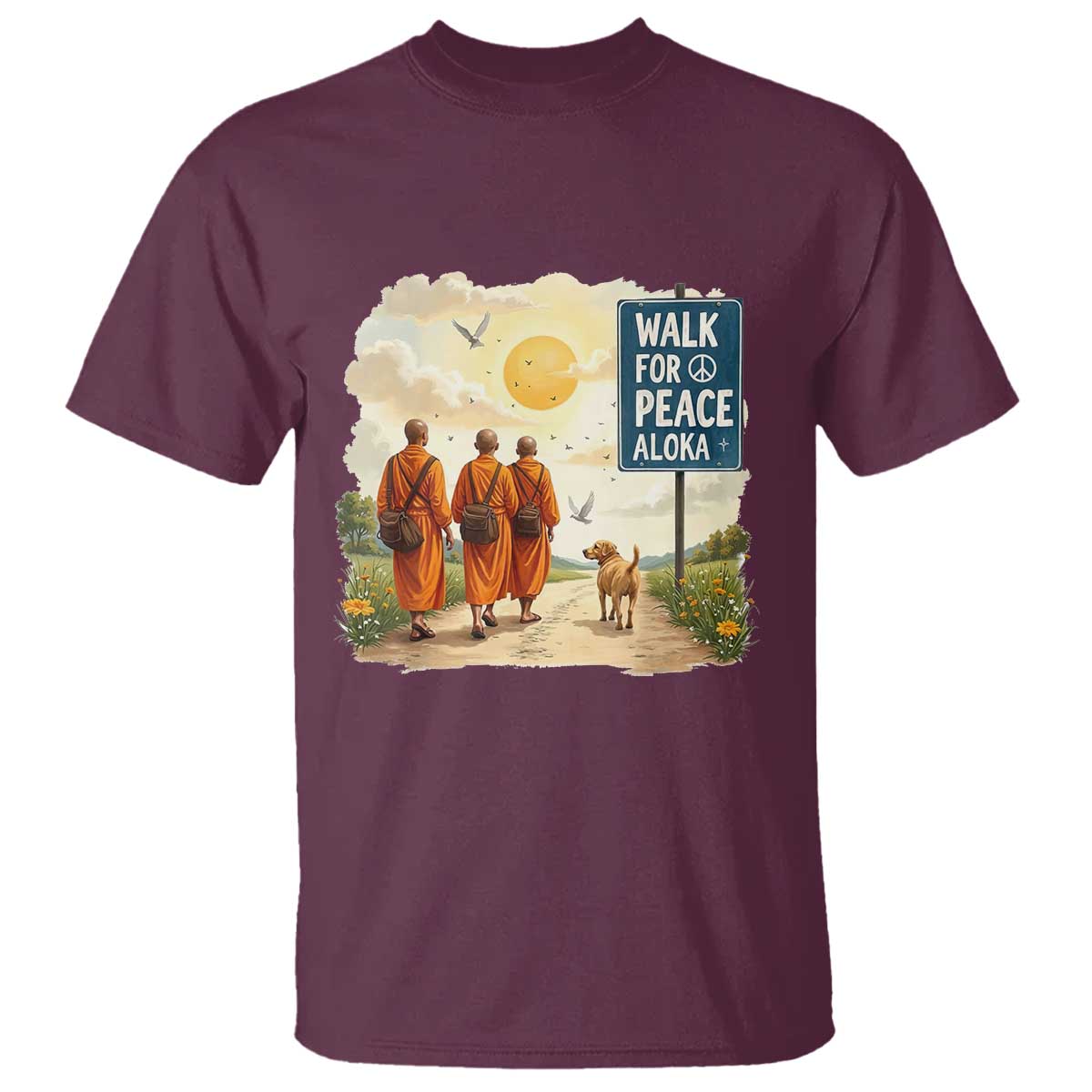 Walk For Peace Aloka the Dog and Monks T Shirt