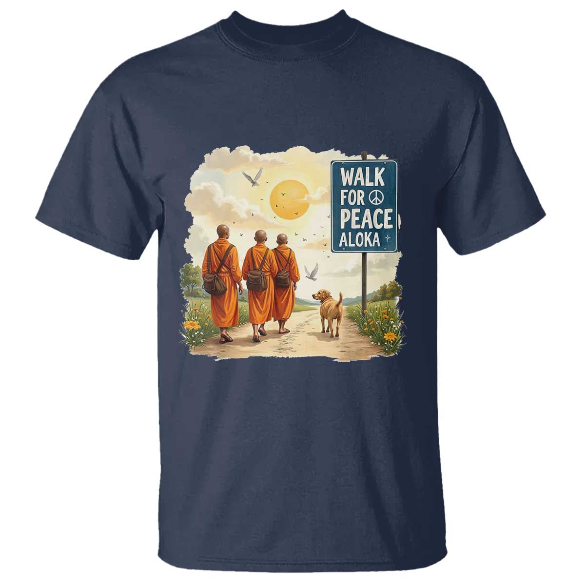 Walk For Peace Aloka the Dog and Monks T Shirt