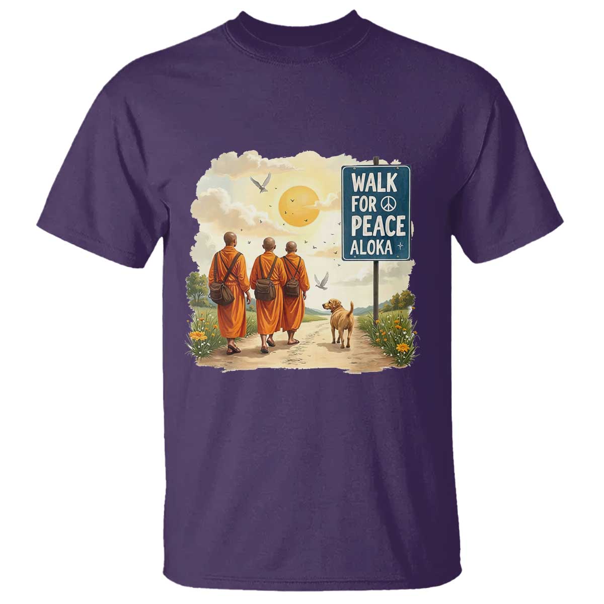 Walk For Peace Aloka the Dog and Monks T Shirt