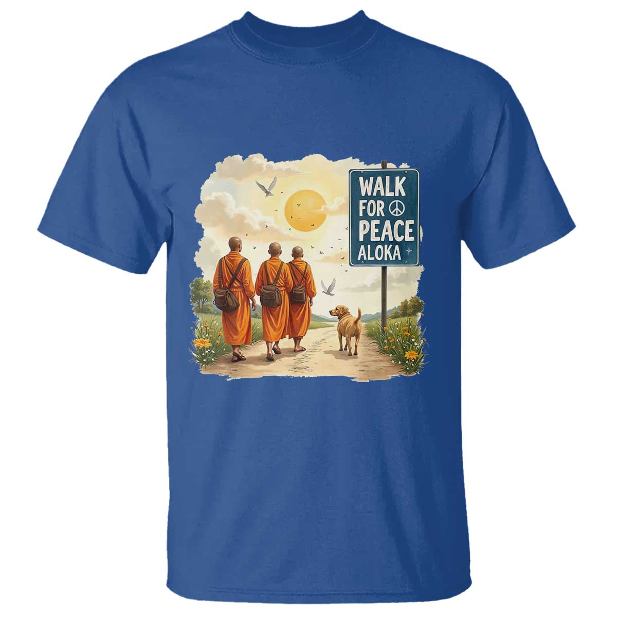 Walk For Peace Aloka the Dog and Monks T Shirt