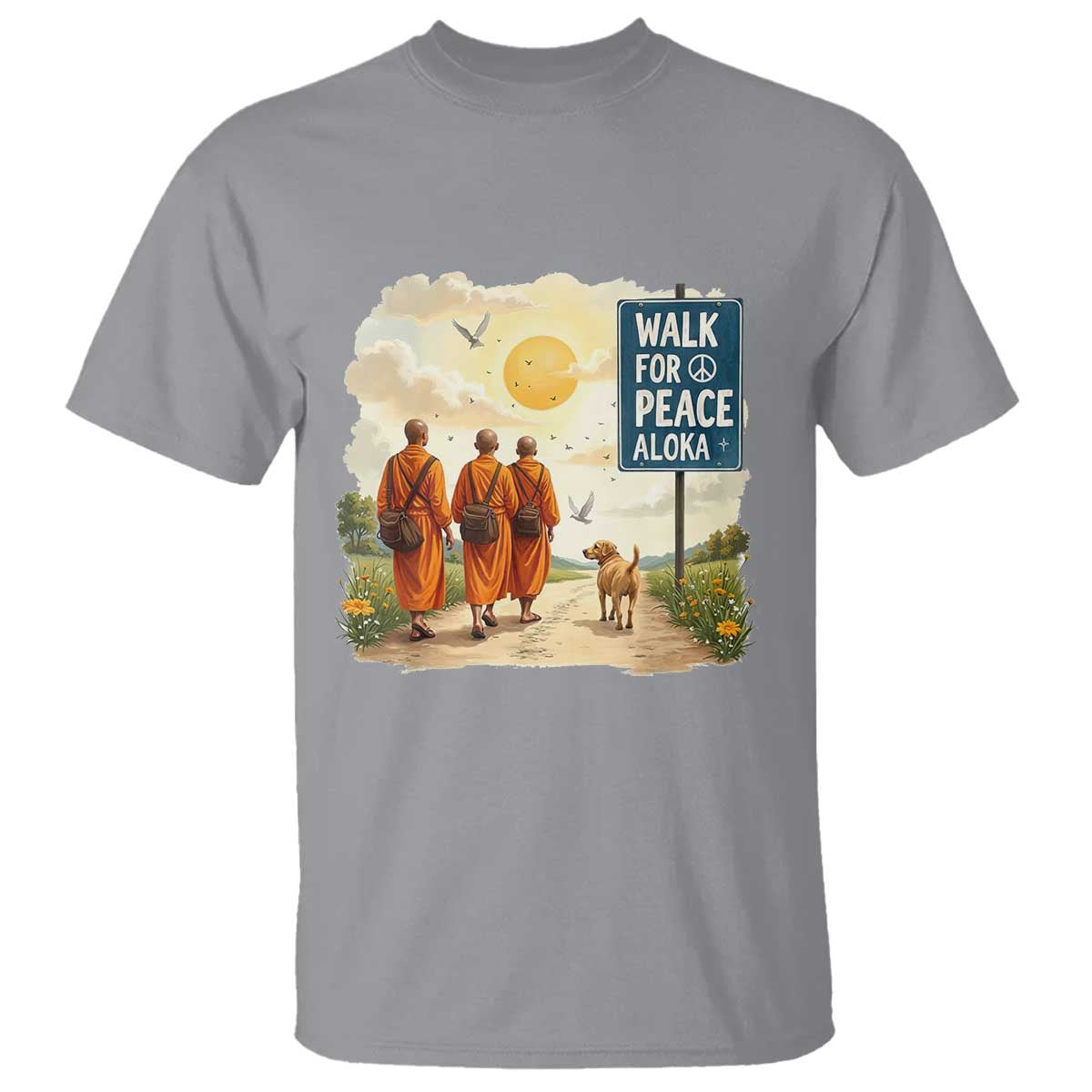Walk For Peace Aloka the Dog and Monks T Shirt