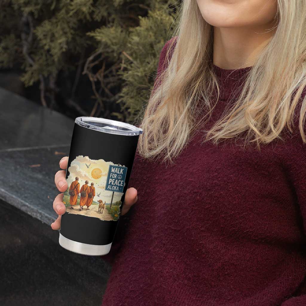 Walk For Peace Aloka the Dog and Monks Tumbler Cup