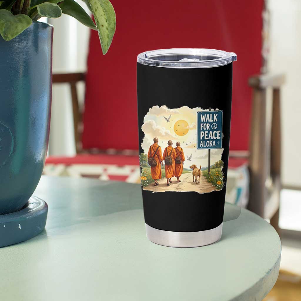 Walk For Peace Aloka the Dog and Monks Tumbler Cup