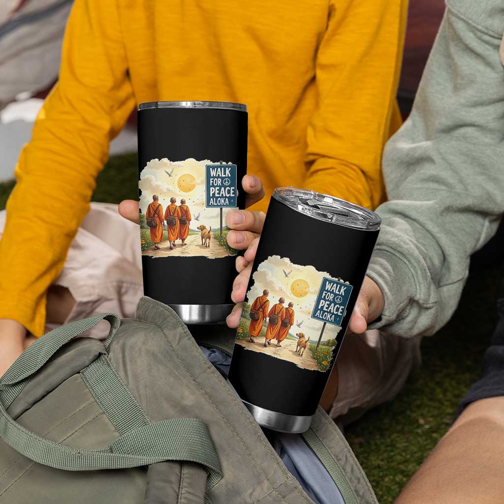 Walk For Peace Aloka the Dog and Monks Tumbler Cup
