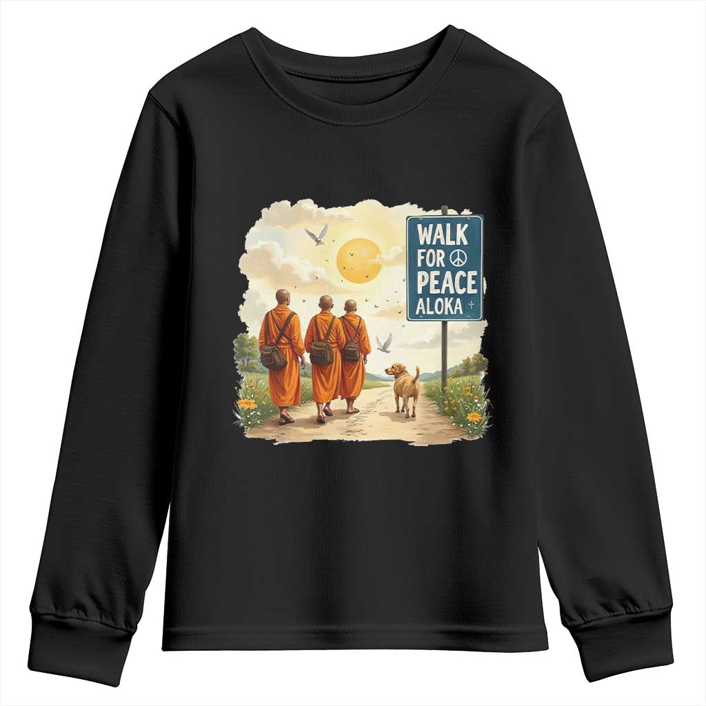 Walk For Peace Aloka the Dog and Monks Youth Sweatshirt