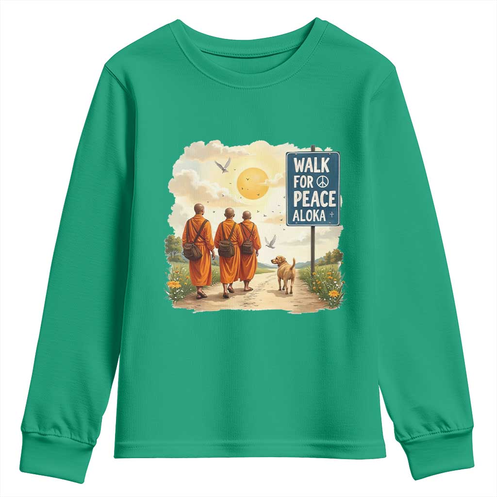 Walk For Peace Aloka the Dog and Monks Youth Sweatshirt