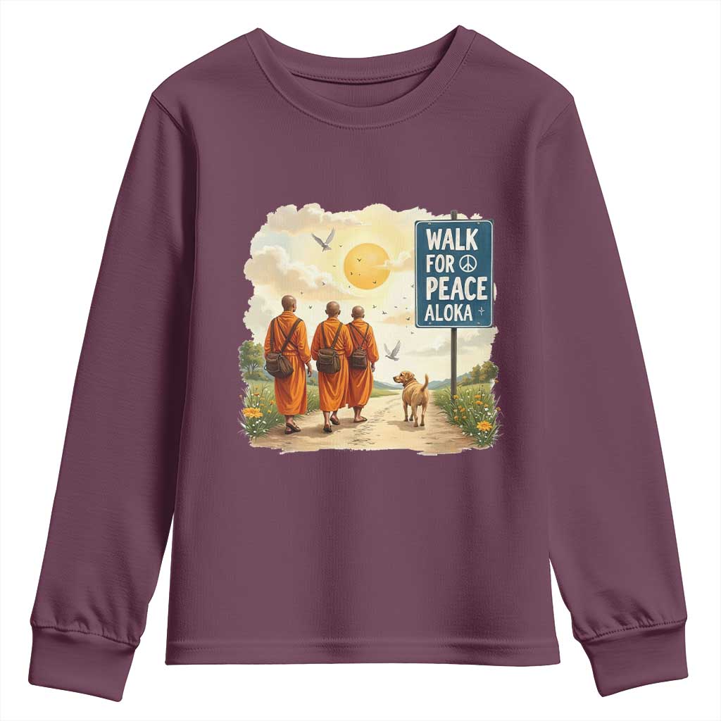 Walk For Peace Aloka the Dog and Monks Youth Sweatshirt