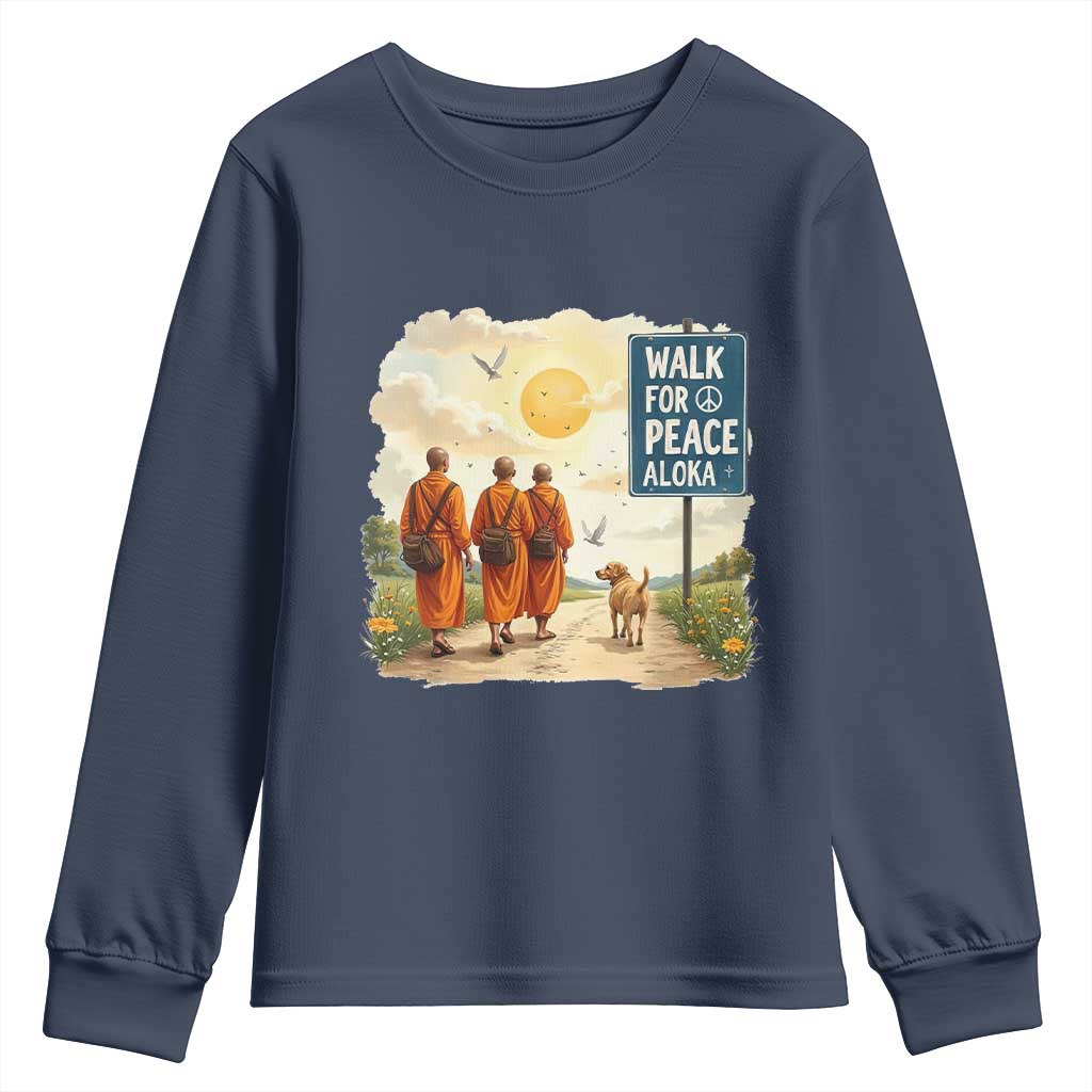 Walk For Peace Aloka the Dog and Monks Youth Sweatshirt