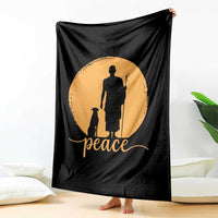 Monk and Dog Silhouette Peace Throw Blanket Spiritual Walk for Peace Sunset - Wonder Print Shop