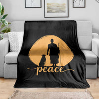 Monk and Dog Silhouette Peace Throw Blanket Spiritual Walk for Peace Sunset - Wonder Print Shop