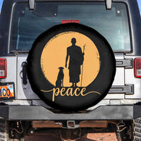 Monk and Dog Silhouette Peace Spare Tire Cover Spiritual Walk for Peace Sunset - Wonder Print Shop