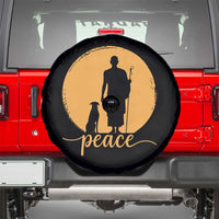 Monk and Dog Silhouette Peace Spare Tire Cover Spiritual Walk for Peace Sunset - Wonder Print Shop