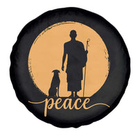 Monk and Dog Silhouette Peace Spare Tire Cover Spiritual Walk for Peace Sunset - Wonder Print Shop