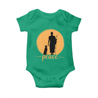 Monk and Dog Silhouette Peace Baby Onesie Spiritual Walk for Peace Sunset - Wonder Print Shop