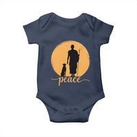 Monk and Dog Silhouette Peace Baby Onesie Spiritual Walk for Peace Sunset - Wonder Print Shop