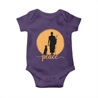 Monk and Dog Silhouette Peace Baby Onesie Spiritual Walk for Peace Sunset - Wonder Print Shop
