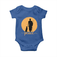 Monk and Dog Silhouette Peace Baby Onesie Spiritual Walk for Peace Sunset - Wonder Print Shop