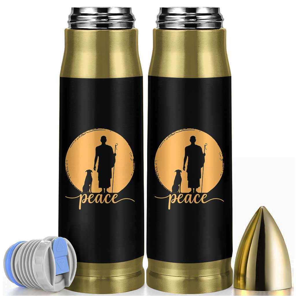 Monk and Dog Silhouette Peace Bullet Tumbler Spiritual Walk for Peace Sunset - undefined
