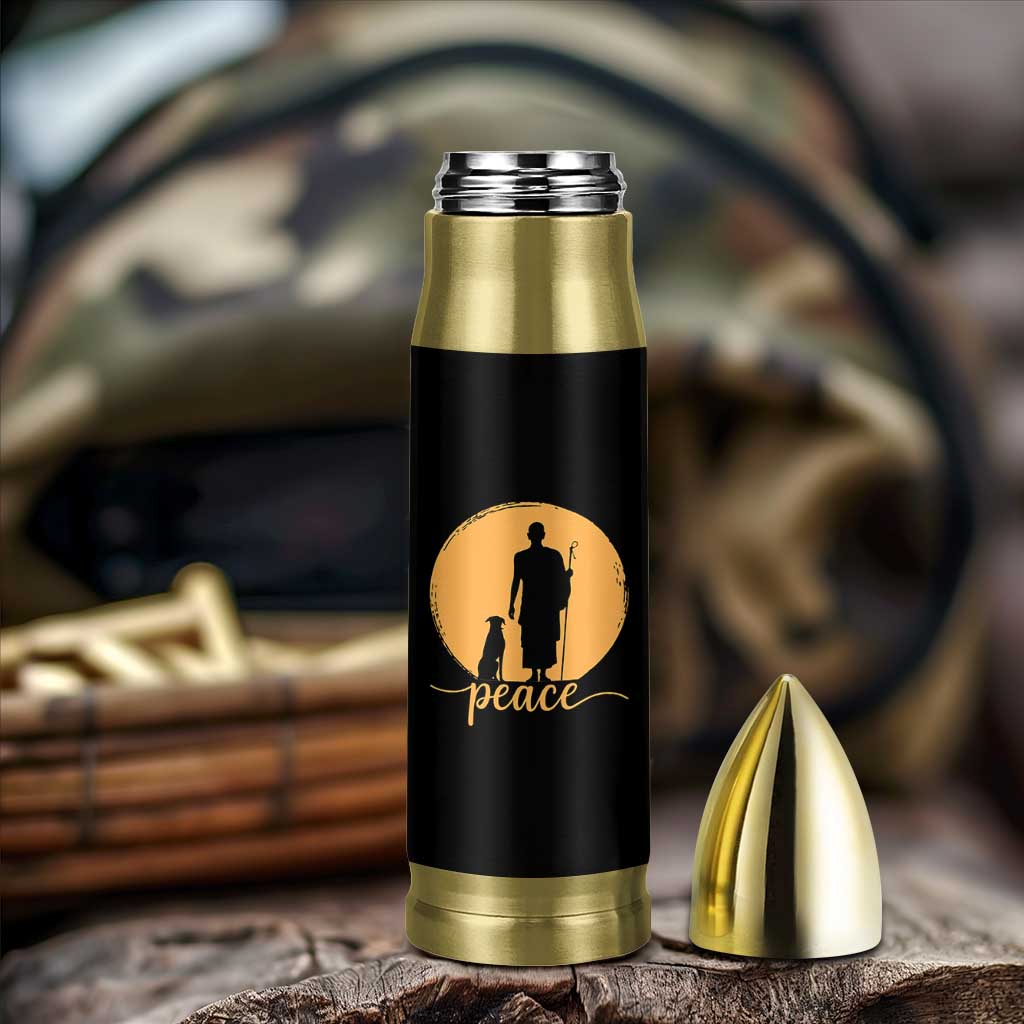Monk and Dog Silhouette Peace Bullet Tumbler Spiritual Walk for Peace Sunset - undefined