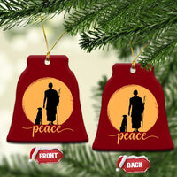 Monk and Dog Silhouette Peace Ceramic Ornament Spiritual Walk for Peace Sunset - Wonder Print Shop