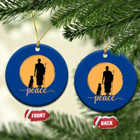 Monk and Dog Silhouette Peace Ceramic Ornament Spiritual Walk for Peace Sunset - Wonder Print Shop