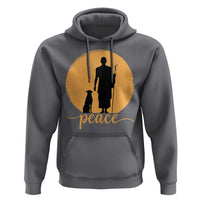 Monk and Dog Silhouette Peace Hoodie Spiritual Walk for Peace Sunset - Wonder Print Shop