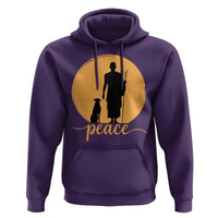 Monk and Dog Silhouette Peace Hoodie Spiritual Walk for Peace Sunset - Wonder Print Shop