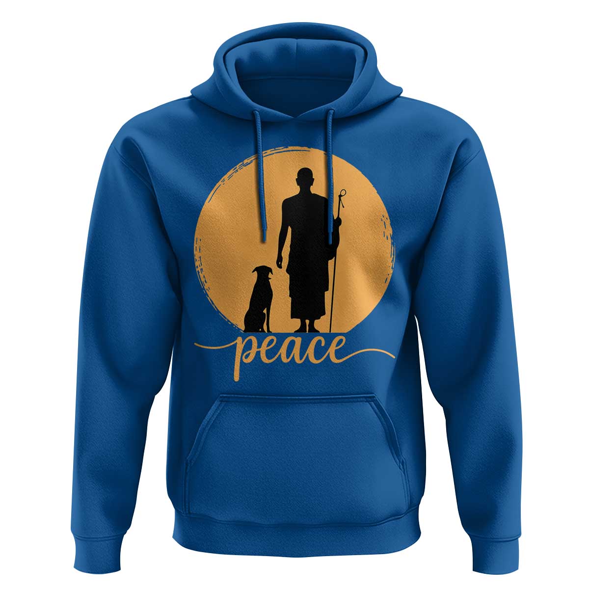 Monk and Dog Silhouette Peace Hoodie Spiritual Walk for Peace Sunset - Wonder Print Shop