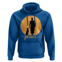 Monk and Dog Silhouette Peace Hoodie Spiritual Walk for Peace Sunset - Wonder Print Shop