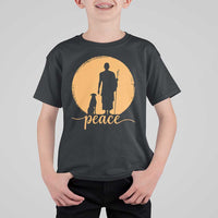 Monk and Dog Silhouette Peace T Shirt For Kid Spiritual Walk for Peace Sunset - Wonder Print Shop