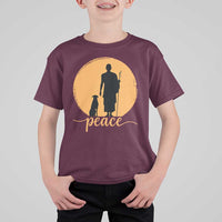 Monk and Dog Silhouette Peace T Shirt For Kid Spiritual Walk for Peace Sunset - Wonder Print Shop