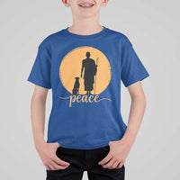 Monk and Dog Silhouette Peace T Shirt For Kid Spiritual Walk for Peace Sunset - Wonder Print Shop