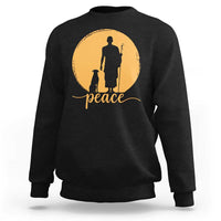 Monk and Dog Silhouette Peace Sweatshirt Spiritual Walk for Peace Sunset - Wonder Print Shop
