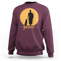 Monk and Dog Silhouette Peace Sweatshirt Spiritual Walk for Peace Sunset - Wonder Print Shop