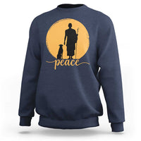 Monk and Dog Silhouette Peace Sweatshirt Spiritual Walk for Peace Sunset - Wonder Print Shop