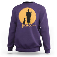 Monk and Dog Silhouette Peace Sweatshirt Spiritual Walk for Peace Sunset - Wonder Print Shop