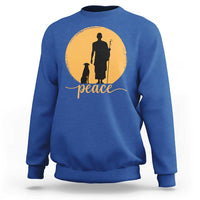 Monk and Dog Silhouette Peace Sweatshirt Spiritual Walk for Peace Sunset - Wonder Print Shop