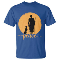 Monk and Dog Silhouette Peace T Shirt Spiritual Walk for Peace Sunset - Wonder Print Shop