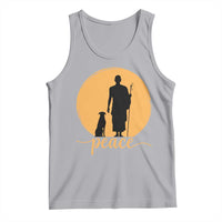 Monk and Dog Silhouette Peace Tank Top Spiritual Walk for Peace Sunset - Wonder Print Shop