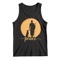Monk and Dog Silhouette Peace Tank Top Spiritual Walk for Peace Sunset - Wonder Print Shop