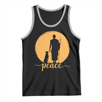 Monk and Dog Silhouette Peace Tank Top Spiritual Walk for Peace Sunset - Wonder Print Shop