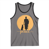Monk and Dog Silhouette Peace Tank Top Spiritual Walk for Peace Sunset - Wonder Print Shop