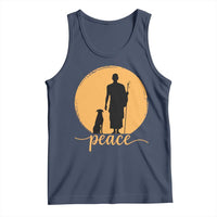 Monk and Dog Silhouette Peace Tank Top Spiritual Walk for Peace Sunset - Wonder Print Shop